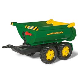 Jucarii pentru miscare Tipping tractor trailer Rolly Toys John Deere Halfpipe green