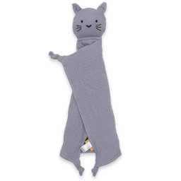 Muslin cuddly toy New Baby Cat grey