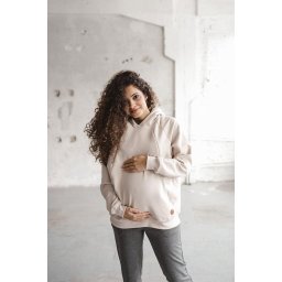 Maternity and nursing sweatshirt Motherhood oversize milk & love beige, size XL