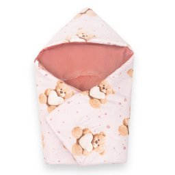Insulated swaddle blanket for a car seat New Baby Love Teddy Bear pink
