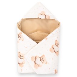 Insulated swaddle blanket for a car seat New Baby Love Teddy Bear beige