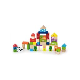 Wooden blocks for children Viga Farm 50 pieces