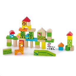 Wooden blocks for children Viga ZOO 50 pieces