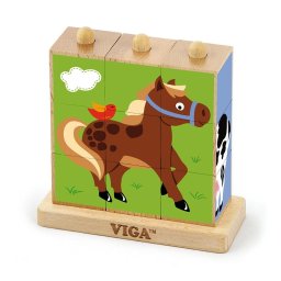 Wooden puzzle blocks on stand Viga Farm