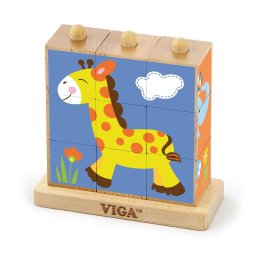 Wooden puzzle blocks on stand Viga Zoo