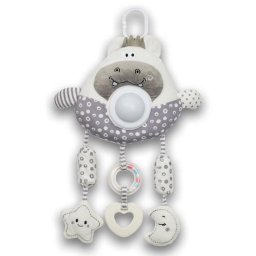Plush hippo hanging toy with light and music