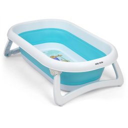 Milly Mally Aqua blue folding baby bath tub with drain