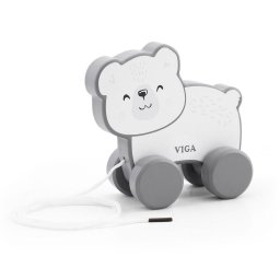 Wooden pull toy on a string Viga polar bear