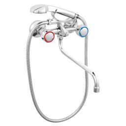 STANDARD Baterie perete cadă-duș cu pipă pivotantă și accesorii crom BST11A