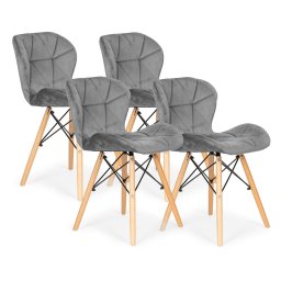 Set de 4 scaune din catifea gri