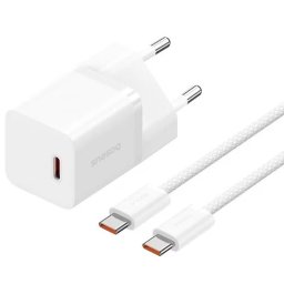 Incarcator Type-C, Fast Charging, GaN, 30W + Cablu Type-C 100W, 1m - Baseus (P10110902213-00) - Moon White