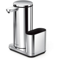 Simplehuman 414ml + suport pentru burete - oțel inoxidabil strălucitor - Distribuitor de săpun fără atingere