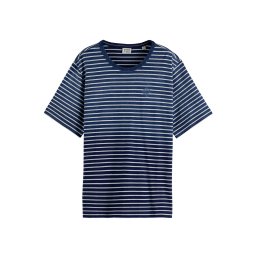 SCOTCH & SODA T-Shirt Indigo Washed Loose Fit U9A01089T 222 sand stripe