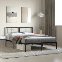 Cadru de pat metalic cu tablie, negru, 160x200 cm GartenMobel Dekor