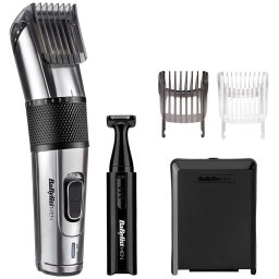 Masina de tuns BaByliss E977E cu fir/fara fir, timp de functionare 75 de minute, lama din titan, Argintiu/Negru