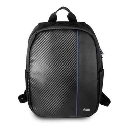 Rucsac pentru laptop, BMW, M Collection Carbon Navy Stripe, Negru, 16 inch, Fermoar, 4 Compartimente