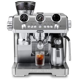 Mașină de espresso DeLonghi EC9885.M La Specialista Maestro, 1450 W, 19 bari, 2,5 L, 5 viteze, 15 niveluri de măcinare, preparare la rece, Thermoblock, My LatteArt, LatteCrema, oțel inoxidabil
