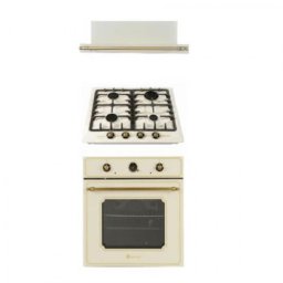 Cuptor Teramo, cuptor electric , plita pe gaz si hota telescopica , gratare fonta, 270 mc / h, finisaj crem