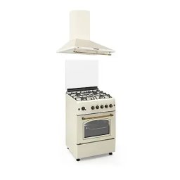 Viva Sierra 60 x 60 cm si Hota decorativa 60 cm, Cuptor Gaz+ Ventilatie Turbo, 4 ochiuri gaz, Rotisor, Grill Crem