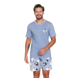 Pijamale pentru bărbați Sheep albastru cu miei