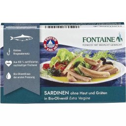 Sardine fara Piele si Oase in Ulei de Masline BIO - Fontaine - 120 grame