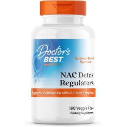 NAC Detox Regulators cu 600 mg de N-Acetil Cisteina pentru Detoxifiere, Glutation si Sanatatea Ficatului - Doctor's Best - 60 Capsule, 180 capsule