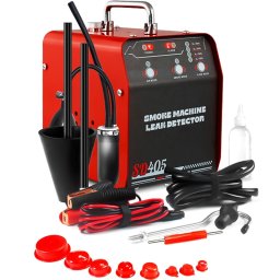Detector scurgeri cu fum Solary SD405 – aparat de depistare a pierderilor in EVAP/admisie/evacuare, 12V DC, debit 8 L/min, presiune 18–23 psi, protectie supraincalzire, set complet de adaptoare