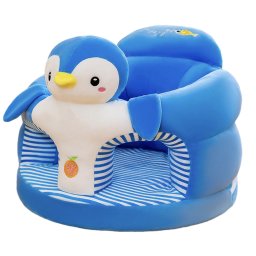 Fotoliu bebe cu spatar si suport de picioare - Pinguinul albastru cu alb