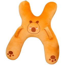 Perna din plus pentru calatorie, cu prindere de centura, suport cap, gat si corp, Crem