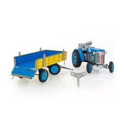 Tractor KOVAP cu remorcă, mecanism cu cheiță, albastru/galben