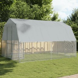 Cotet de pui 2 buc., cu acoperis/usa, argintiu, otel galvanizat GartenMobel Dekor