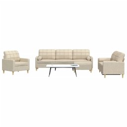 Set canapele cu taburet si perne, 4 piese, crem, textil GartenMobel Dekor