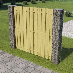 Set 2 stalpi de gard metalici argintii 20 x 20 x 190 cm pentru exterior