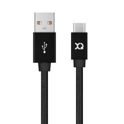 XQISIT Cotton Cable USB to Type C 3.0 1,8m, black, 27749