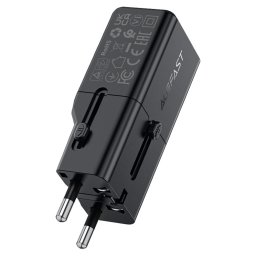 Adaptor pentru Priza Type-C, EU, UK, AU, US, GaN, PD30W - Acefast (Z7) - Black