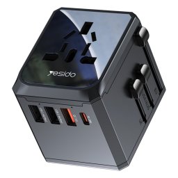 Adaptor pentru Priza Type-C, 3x USB-A - Yesido (MC24) - Black