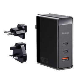 Adaptor EU, UK, US, USB-A, 2x Type-C, GaN, 100W - Mcdodo Nuclear Power Series (CH-8101 Pro) - Black