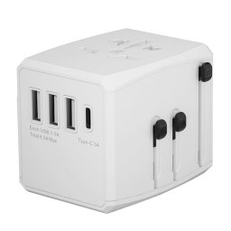 Adaptor pentru Priza PD30W, 3 x USB, Type-C, EU, UK, AUS, US - Techsuit (HHT904-W3) - White