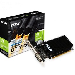 PLACA VIDEO MSI NVIDIA GeForce GT 710 2GD3H LP, 2 GB GDDR3 64 biti, PCI Express 2.0 x 16, HDMI, HDMI, sistem racire aer pasiv, GT 710 2GD3H LP