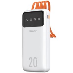 Baterie Externa Dudao K6Pro+, 20000mAh, 10W, 1 x Lightning - 1 x microUSB - 1 x USB-A - 1 x USB-C, Alba