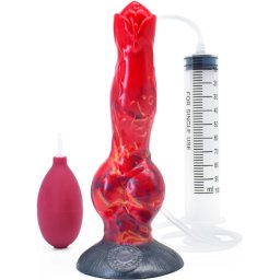 Dildo cu Ejaculare Wolverine Cock, Silicon Lichid, Rosu, 21 cm