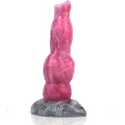 Dildo Savage Dog, Silicon Lichid, Roz/Gri, 21.5 cm