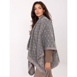 Poncho gri-roz cu model floral