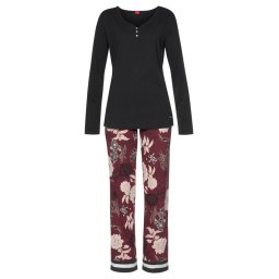 s.Oliver Pijama roz pastel / roșu bordeaux / negru