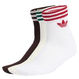 ADIDAS ORIGINALS Șosete '3-Stripes Ankle 3 Pairs' ciocolatiu / verde pin / roșu intens / alb