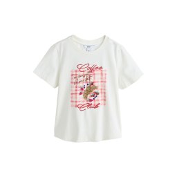 Next Tricou 'Coffee Club' ecru / auriu / roz / roșu