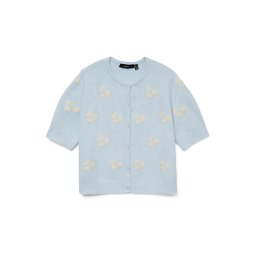 VERO MODA Geacă tricotată 'VMDOFFY INTARSIA' albastru deschis / alb
