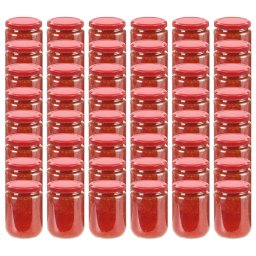 Borcane din sticla pentru gem, capac rosu, 48 buc., 230 ml GartenMobel Dekor