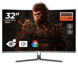Monitor LED Gaming Curbat 32 inch OptimX MT32J, Full HD 1920x1020 VGA, HDMI, Slim, RGB Light NewTechnology Media