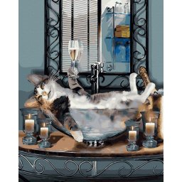 Set pictura pe numere, cu sasiu, Suferind de viata buna, 40x50 cm